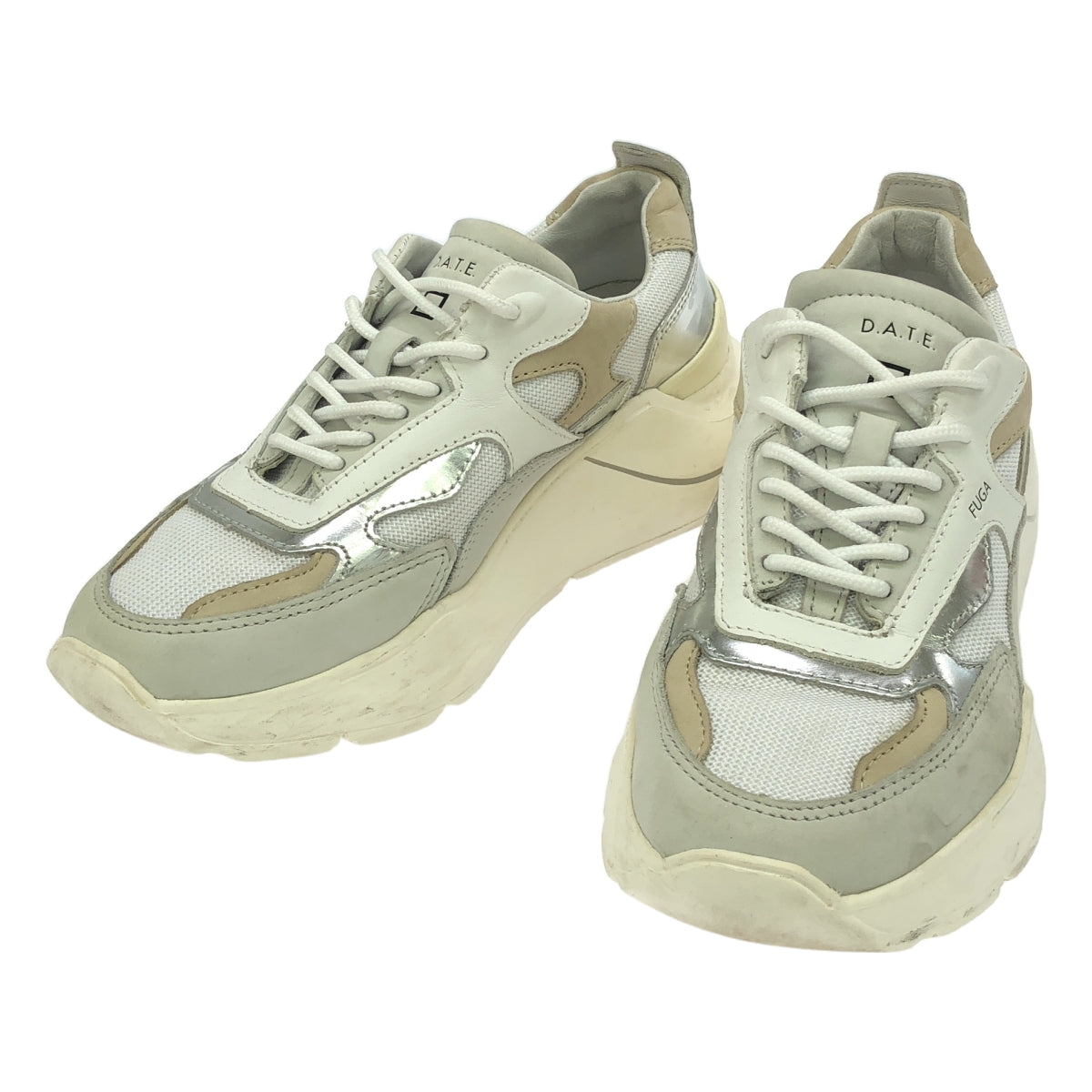 日期 / 日期 | FUGA / Fuga 皮革 Switch 低筒運動鞋 | 23.5 |白色/銀色|女性的