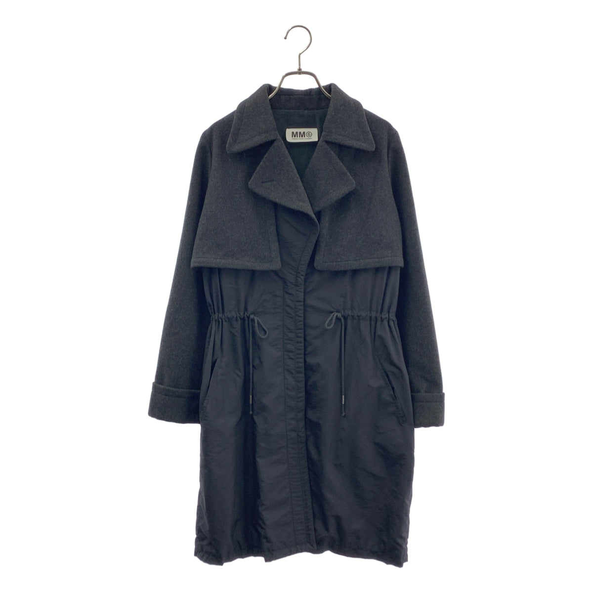 MM6 Martin Margiela / 馬丁馬吉拉MM6 | 2008AW | 羊毛尼龍異材質拼接大衣 | 36 | 黑色 | 女款