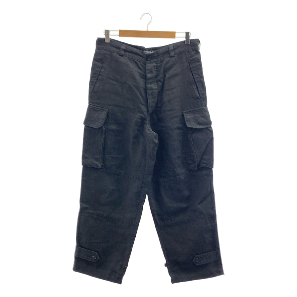 AUBERGE / オーベルジュ | HBL 47 リネン ヘリンボーン カーゴパンツ | 42 | ブラック | メンズ