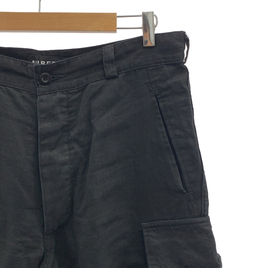 AUBERGE / オーベルジュ | HBL 47 リネン ヘリンボーン カーゴパンツ | 42 | ブラック | メンズ