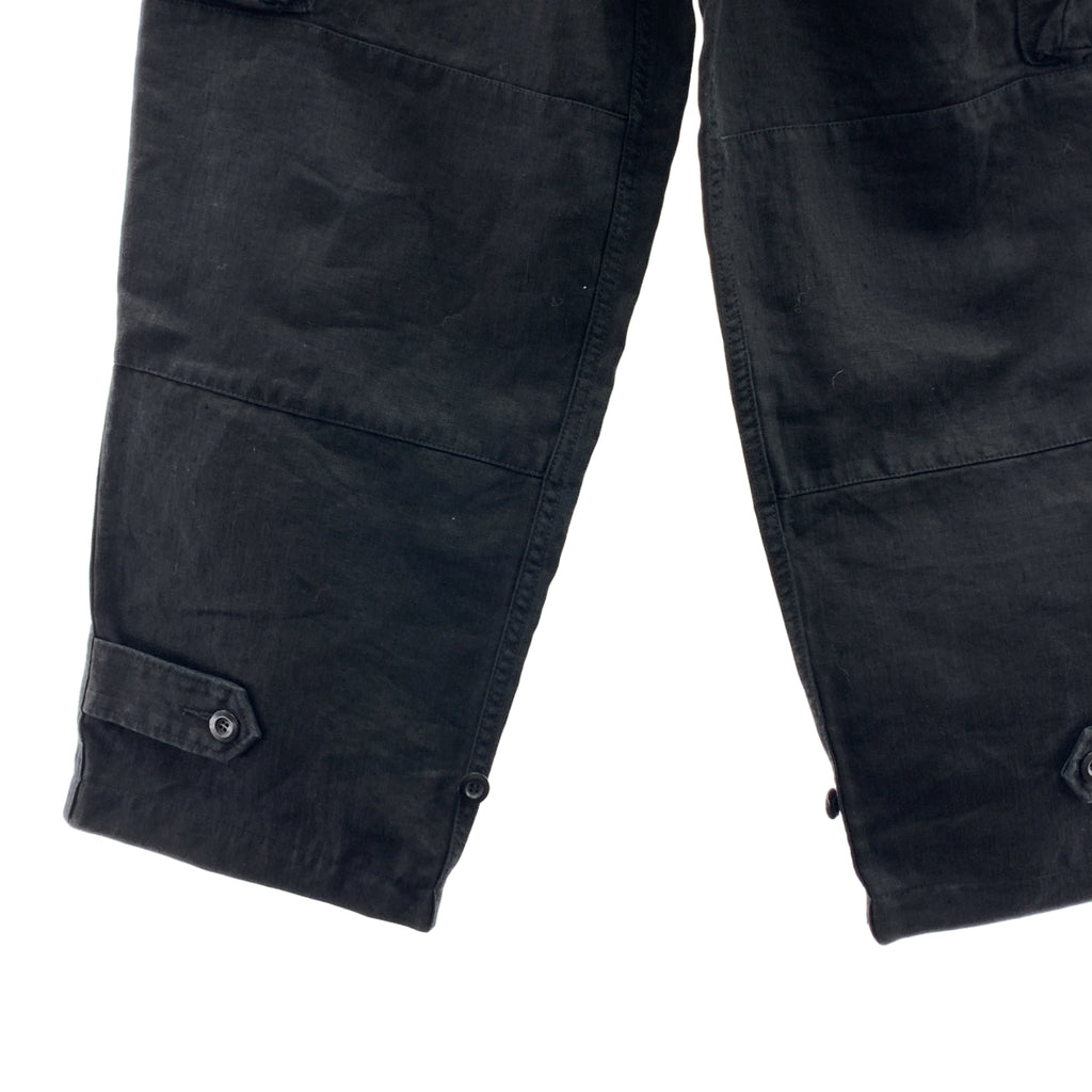 AUBERGE / オーベルジュ | HBL 47 リネン ヘリンボーン カーゴパンツ | 42 | ブラック | メンズ