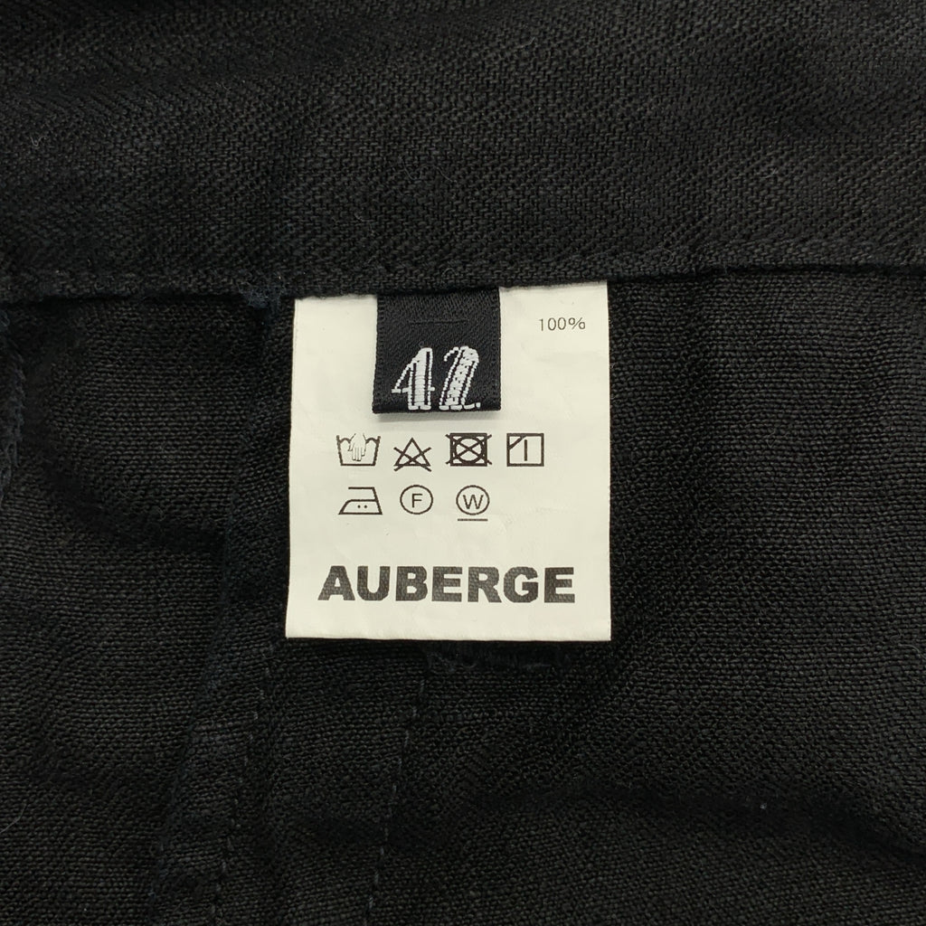 AUBERGE / オーベルジュ | HBL 47 リネン ヘリンボーン カーゴパンツ | 42 | ブラック | メンズ