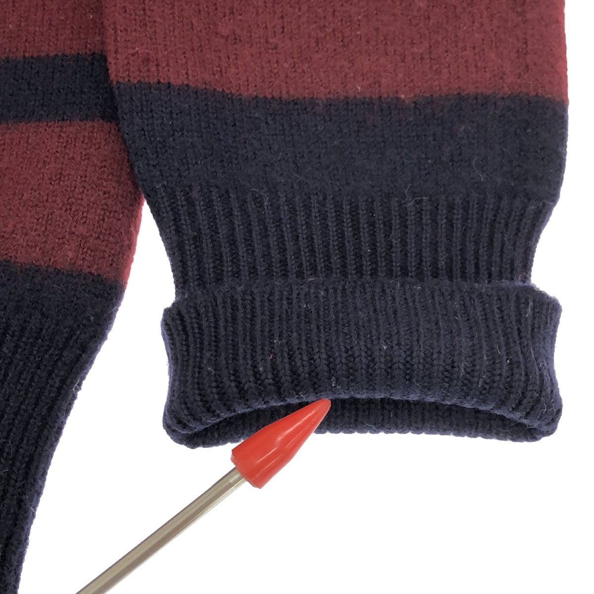 DRIES VAN NOTEN | Merino wool striped knit | S | Bordeaux/Navy/Orange | Women's