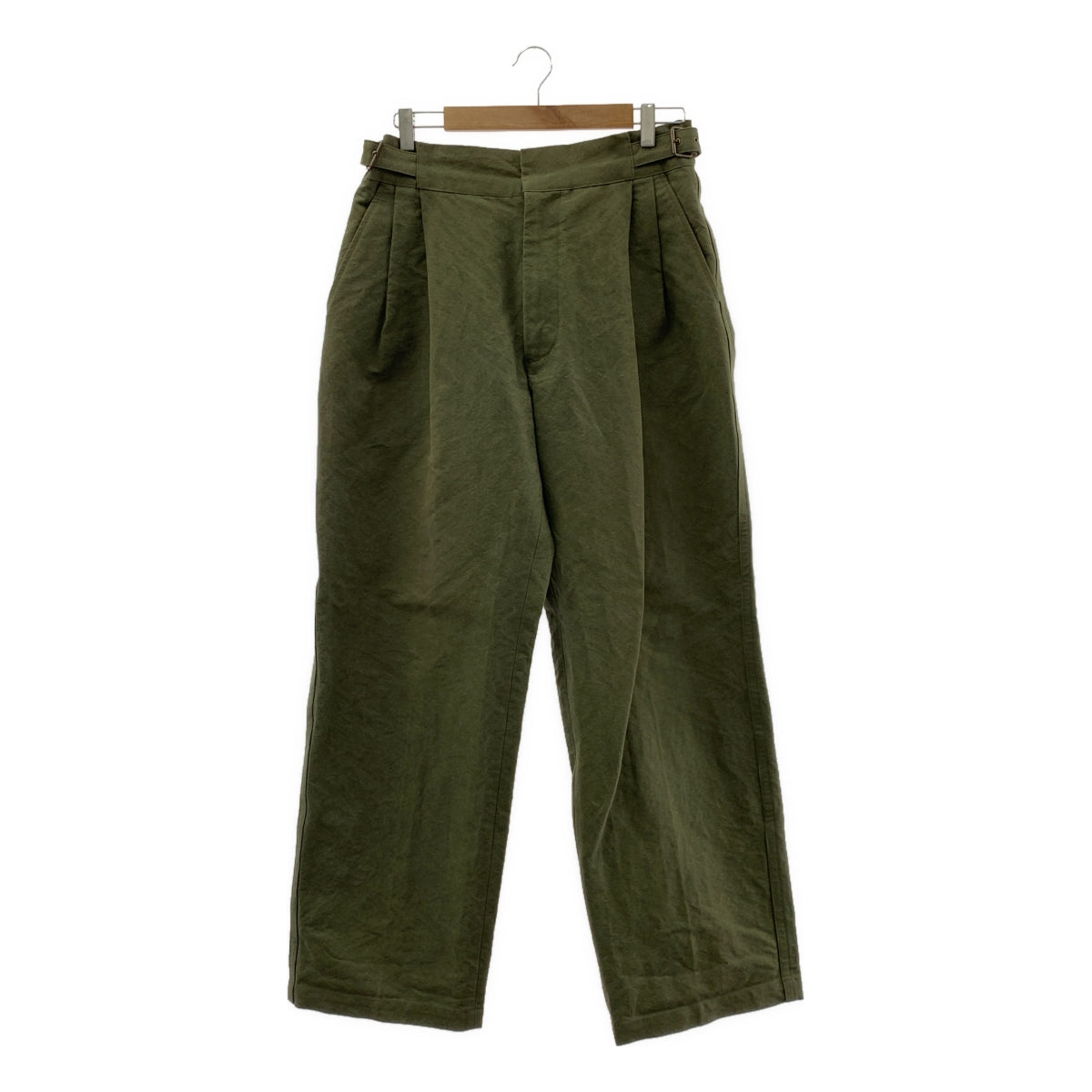 RAINMAKER / レインメーカー | 2024SS | CANVAS SIDE BELTED WIDE TROUSERS サイドベルトワイドトラウザーズ パンツ | 4(46) | カーキ | メンズ