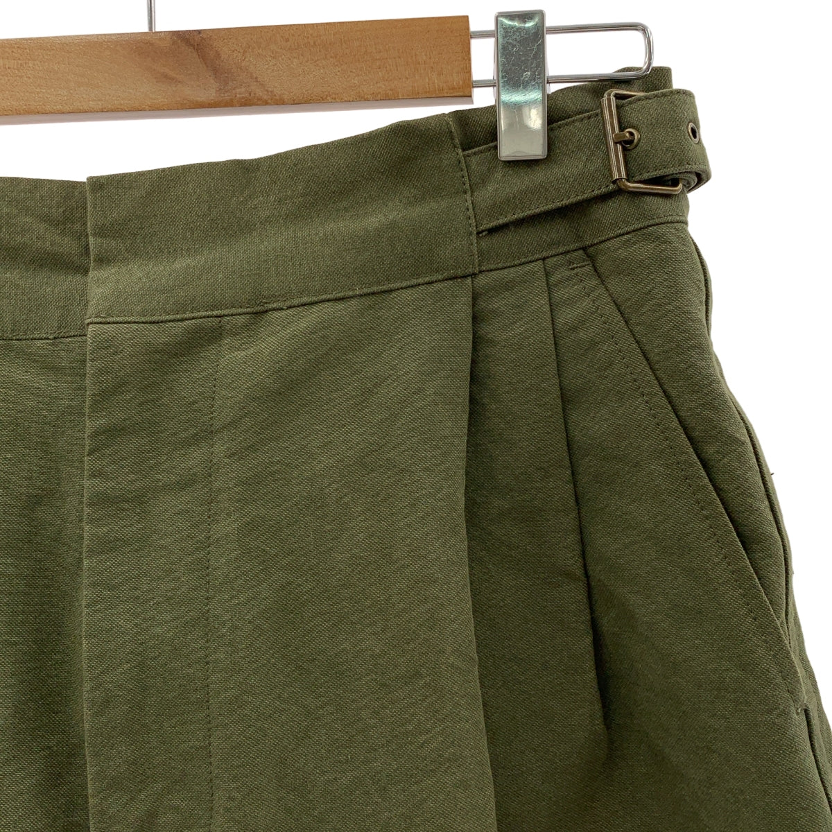 RAINMAKER / レインメーカー | 2024SS | CANVAS SIDE BELTED WIDE TROUSERS サイドベルトワイドトラウザーズ パンツ | 4(46) | カーキ | メンズ