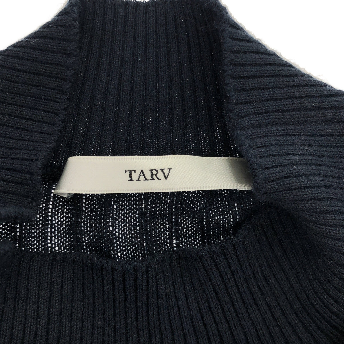 TARV | 絲羊絨羅紋高領夏季針織毛衣 | 4 碼 | 深海軍藍 | 女款