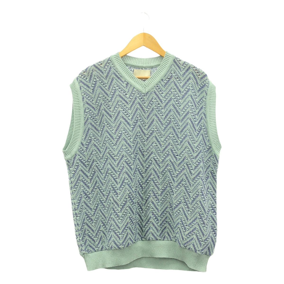 YOKE / ヨーク | 2023SS | HERRINGBONE MESH V-NECK VEST / オーバー ニット ベスト | 4 | ブルー系 | メンズ