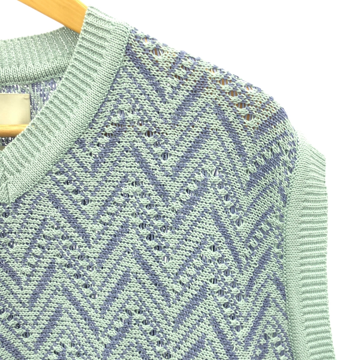 YOKE / ヨーク | 2023SS | HERRINGBONE MESH V-NECK VEST / オーバー ニット ベスト | 4 | ブルー系 | メンズ