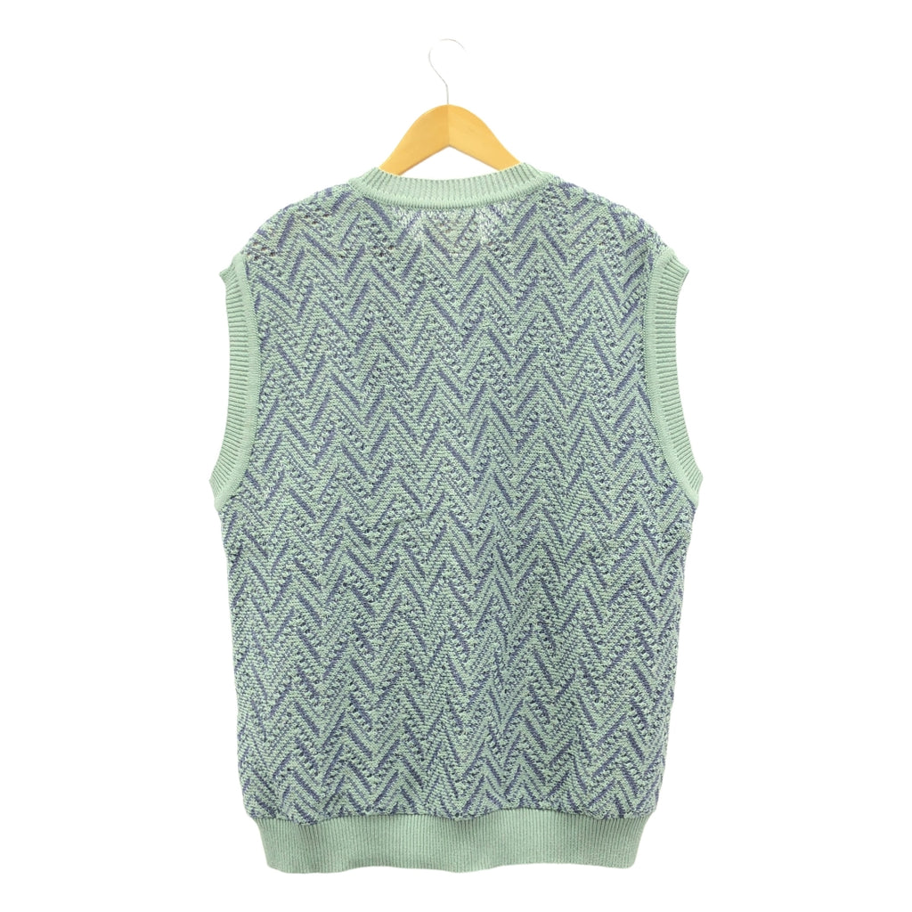 YOKE / ヨーク | 2023SS | HERRINGBONE MESH V-NECK VEST / オーバー ニット ベスト | 4 | ブルー系 | メンズ