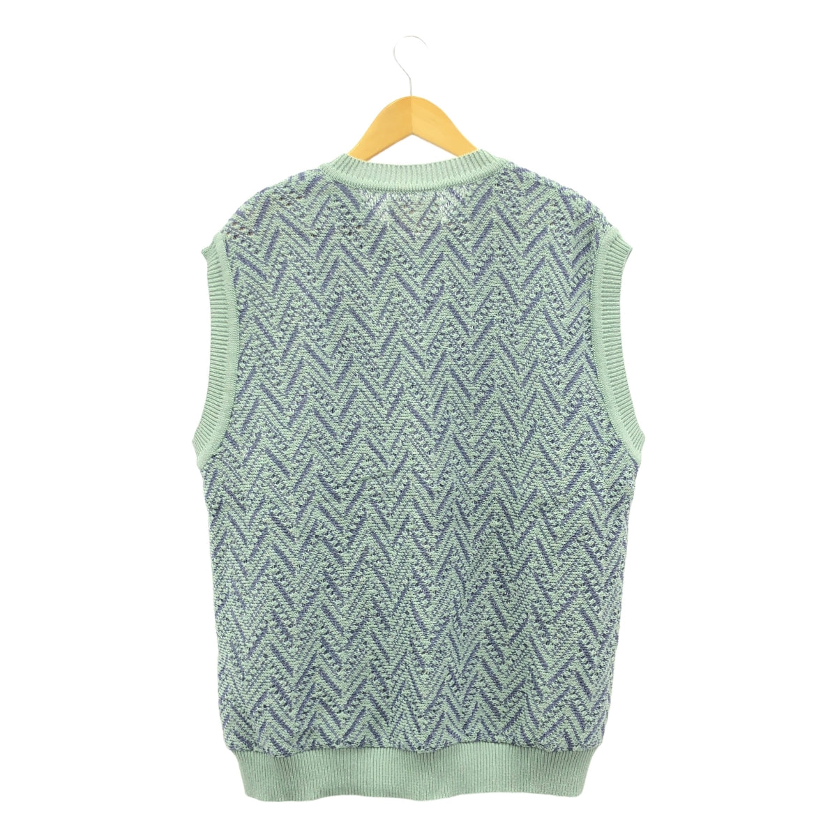 YOKE / ヨーク | 2023SS | HERRINGBONE MESH V-NECK VEST / オーバー ニット ベスト | 4 | ブルー系 | メンズ