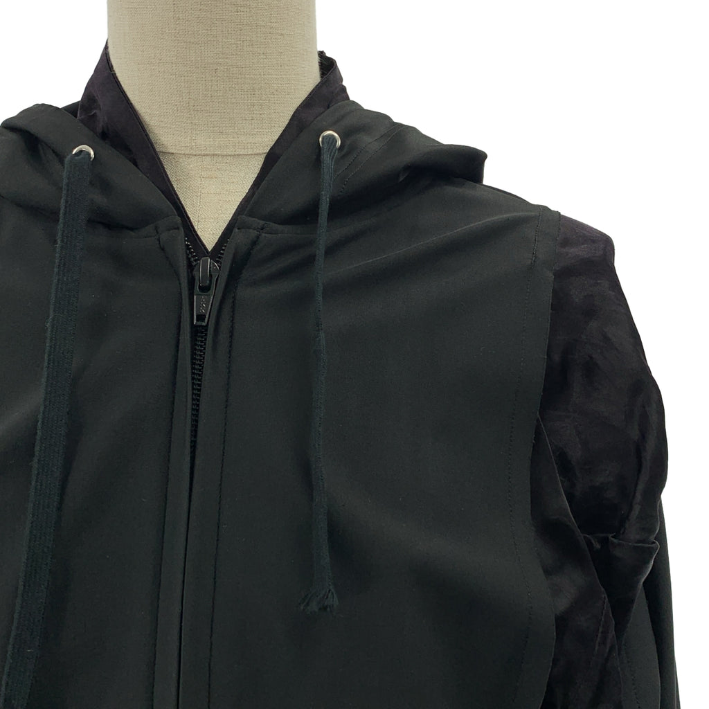 COMME des GARCONS / コムデギャルソン | 2019SS | 異素材 切替 変形 ドッキング フルジップ ロングジャケット フーディ | S | レディース