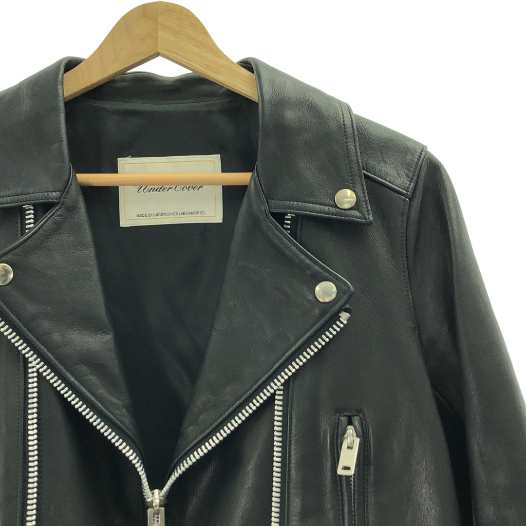【미품】 UNDER COVER / 언더 커버 | 소가죽 카우레자 더블 라이더스 재킷 / 총 안감 | 2 | 블랙 | 여성