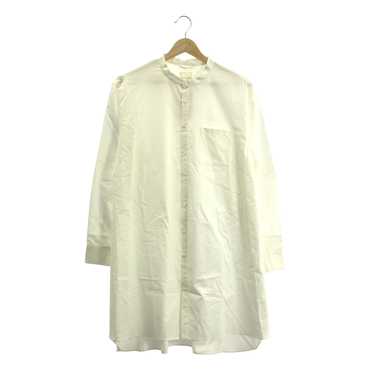 【新品】  jonnlynx / ジョンリンクス | Long shirts スタンドカラー コットン ロングシャツ | M | ホワイト | レディース