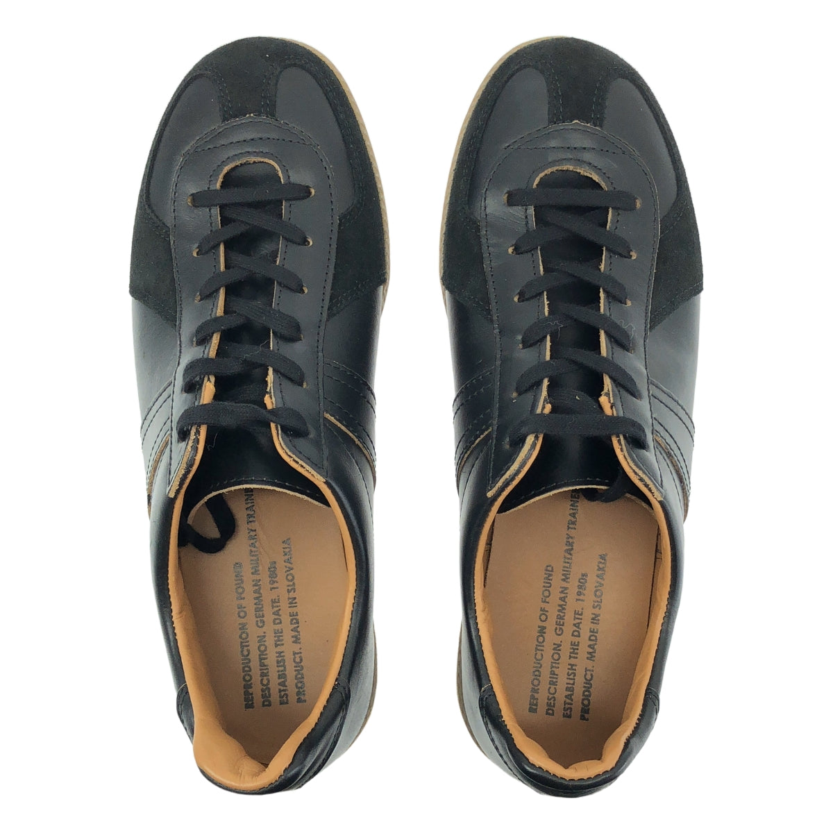 【미품】 REPRODUCTION OF FOUND / 리프로덕션 오브 파운드 | 2024SS | GERMAN MILITARY TRAINER Horween Chromexcel Leather 호윈 사 크롬 엑셀 가죽 독일 트레이너 운동화 | 40 | 블랙 | 남성