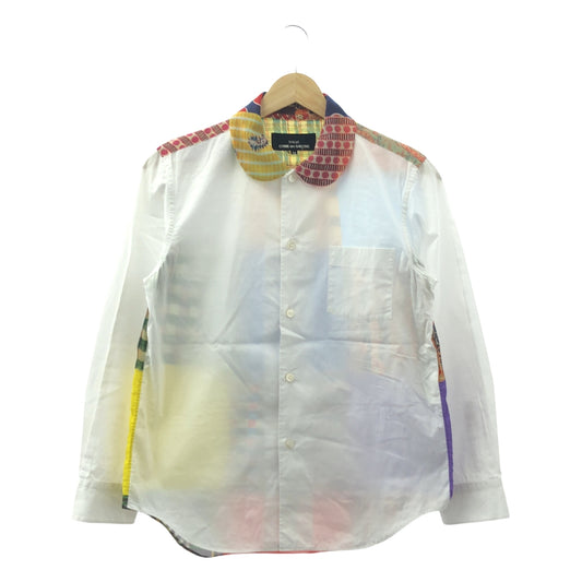 tricot COMME des GARCONS / トリココムデギャルソン | 2019SS | 異素材 切替 丸襟 パッチワーク シャツ ブラウス | M | レディース