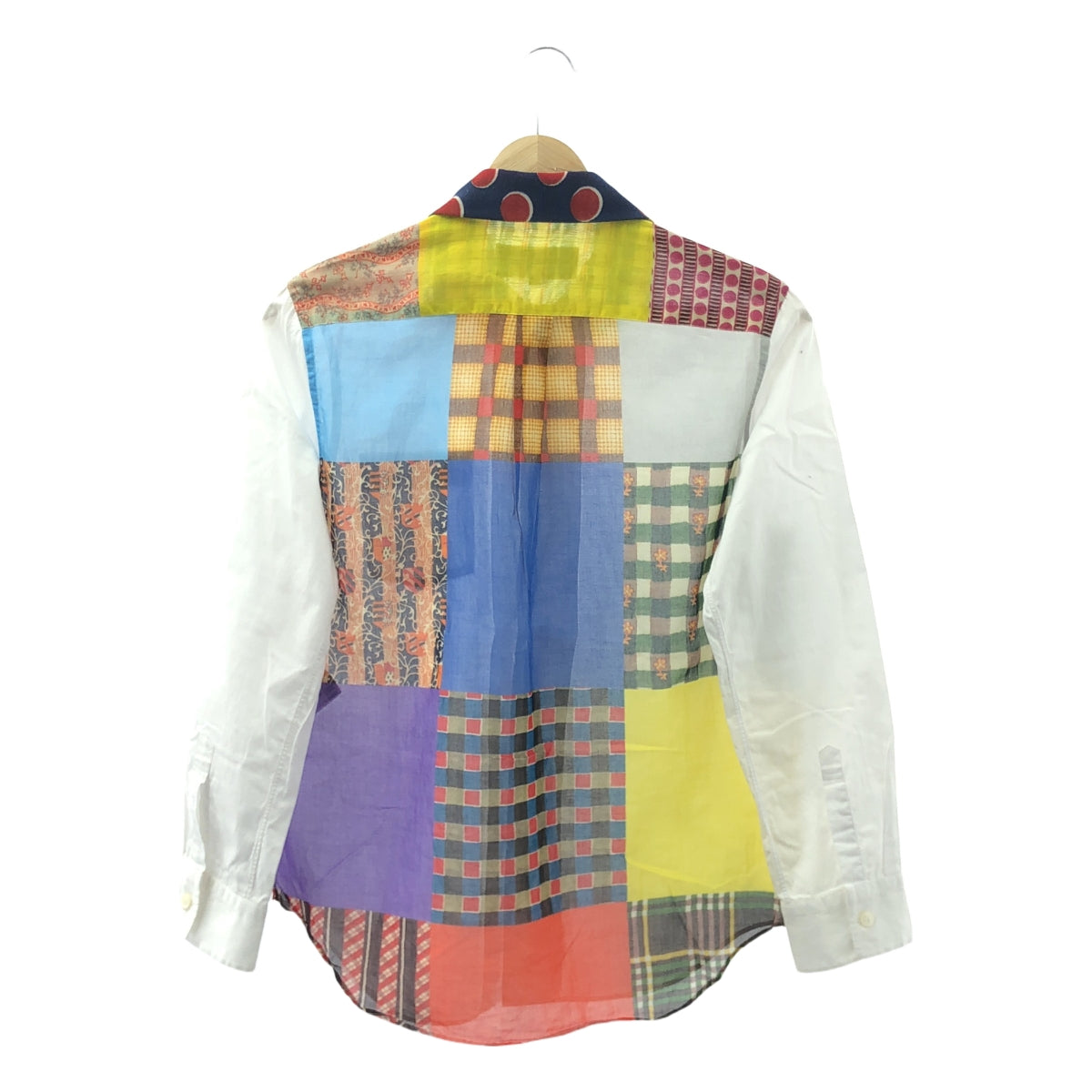 tricot COMME des GARCONS / トリココムデギャルソン | 2019SS | 異素材 切替 丸襟 パッチワーク シャツ ブラウス | M | レディース