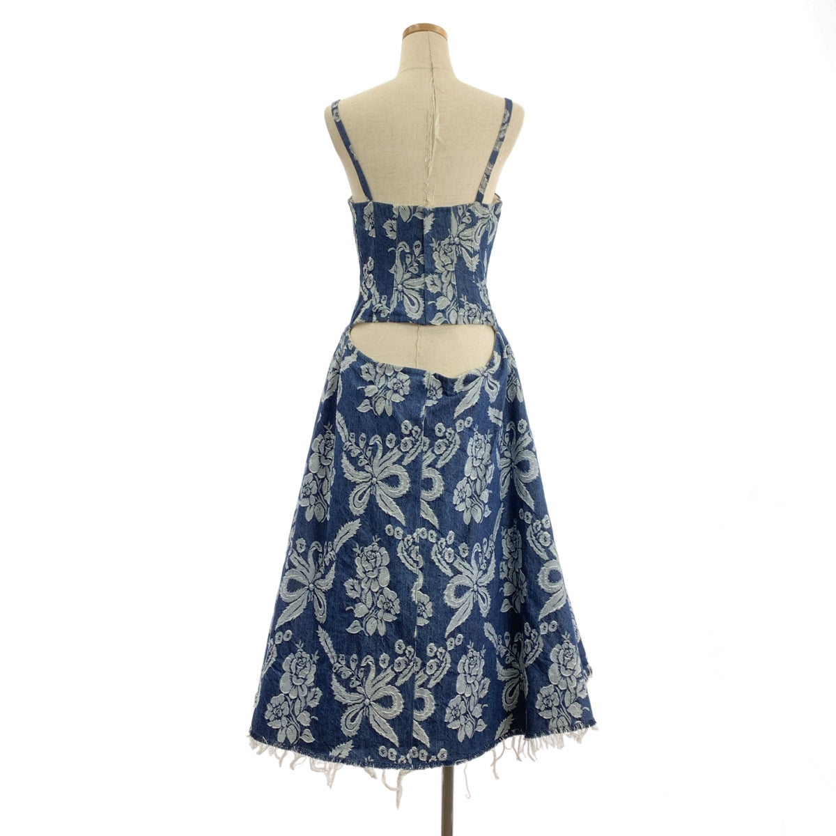 【美品】  JUNYA WATANABE COMME des GARCONS / ジュンヤワタナベ | 2019SS | エンブロイダリー チュールレイヤード カットオフ ボリューム ドレス ワンピース | XS | インディゴ | レディース