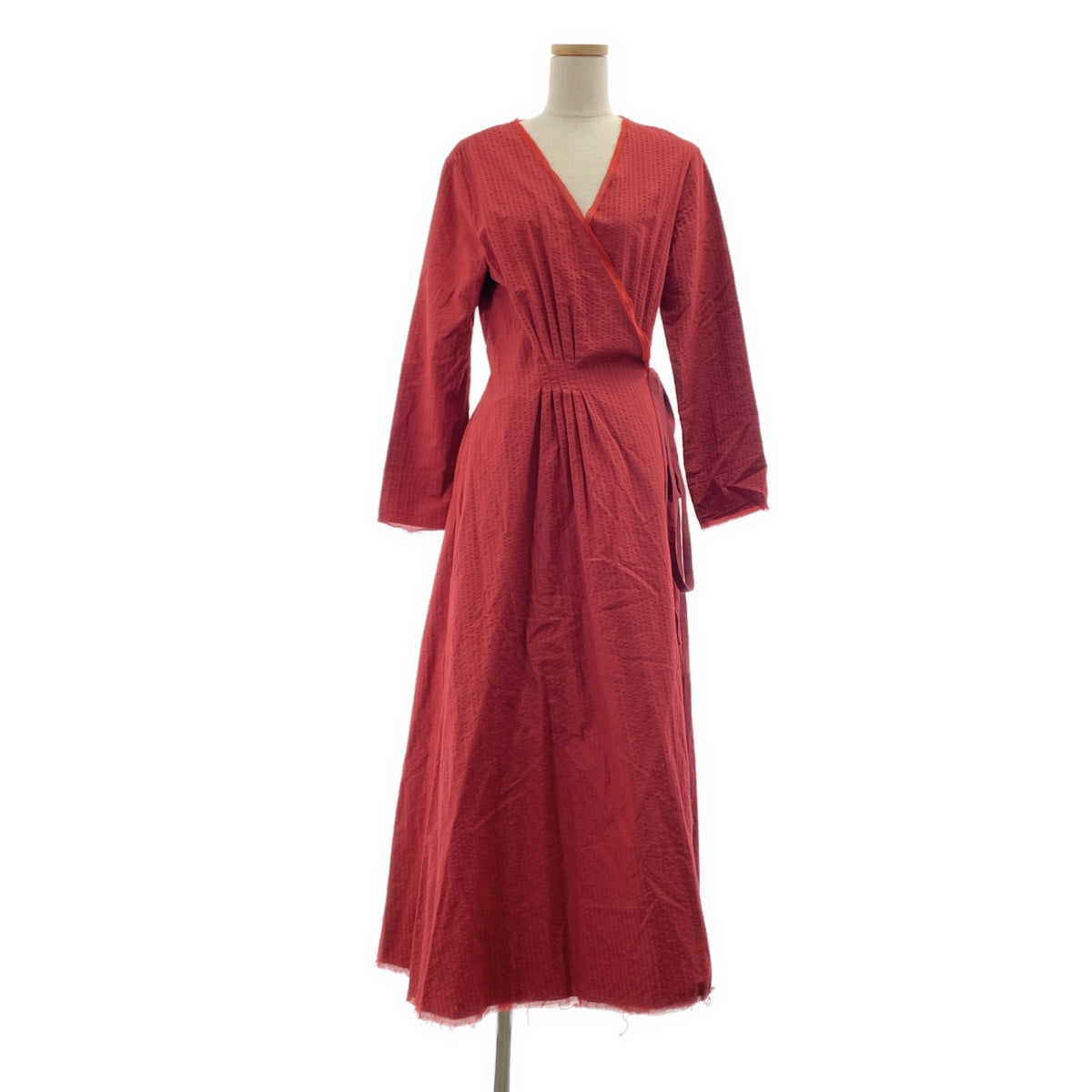 下午 | 泡泡紗剪裁裹身裙搭配皮帶無領外套 | 尺寸 36 | 女款