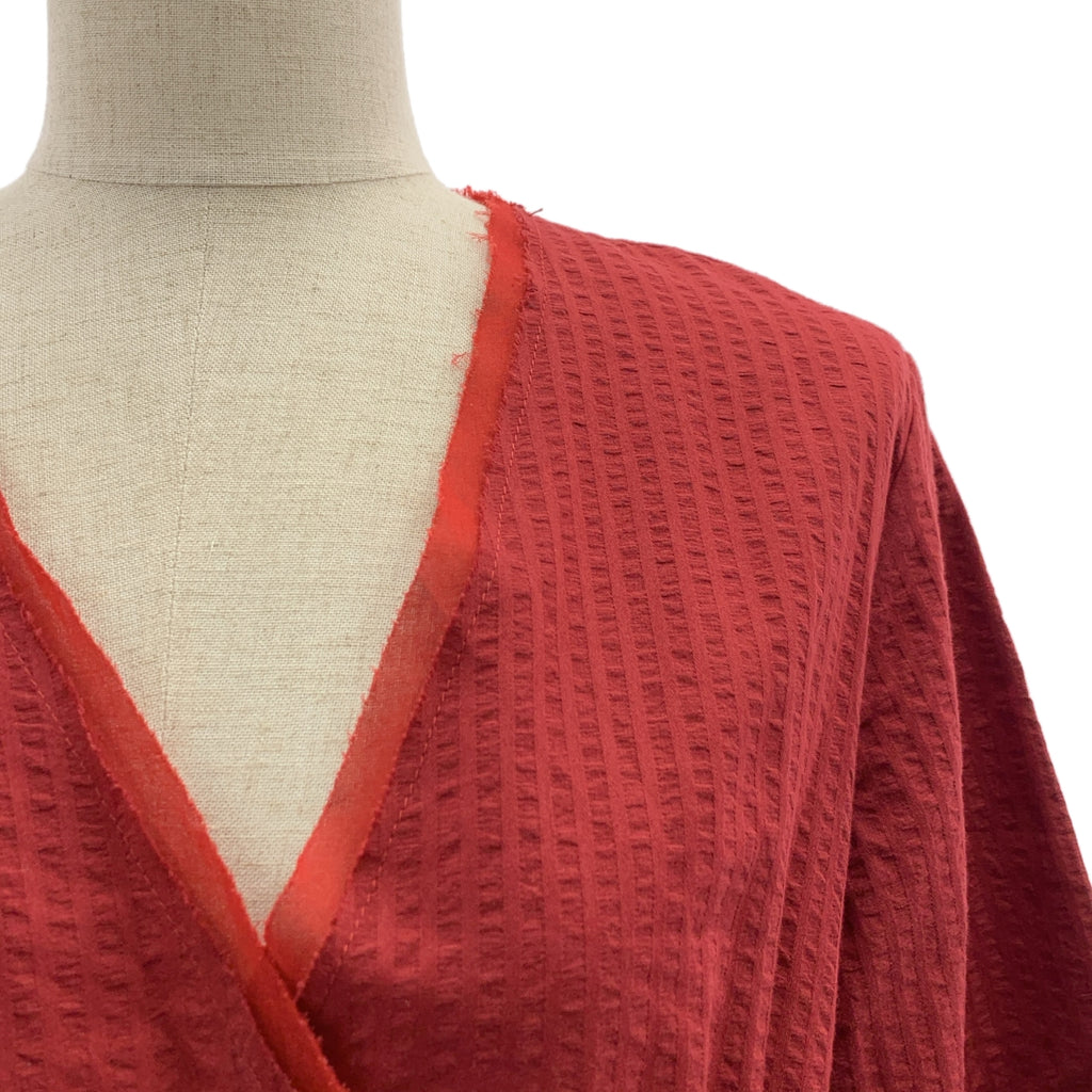 下午 | 泡泡紗剪裁裹身裙搭配皮帶無領外套 | 尺寸 36 | 女款