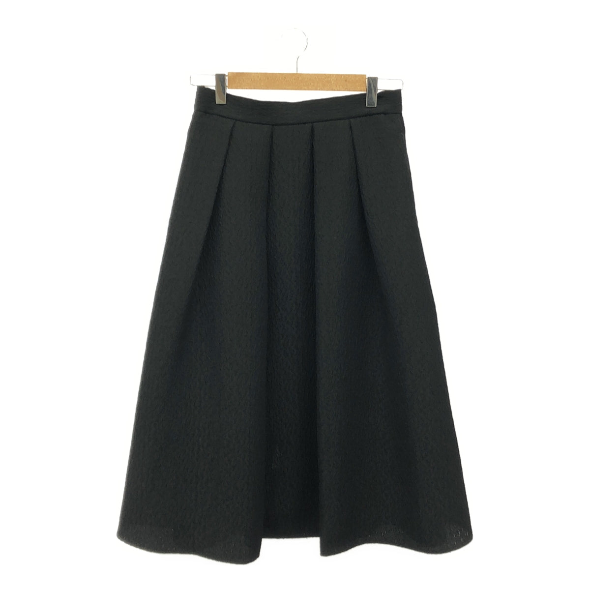 【美品】  NIJYUSANKU / 23区 | ジャガード リンクルマトラッセ フレアスカート / 総裏地 | 38 | ブラック | レディース