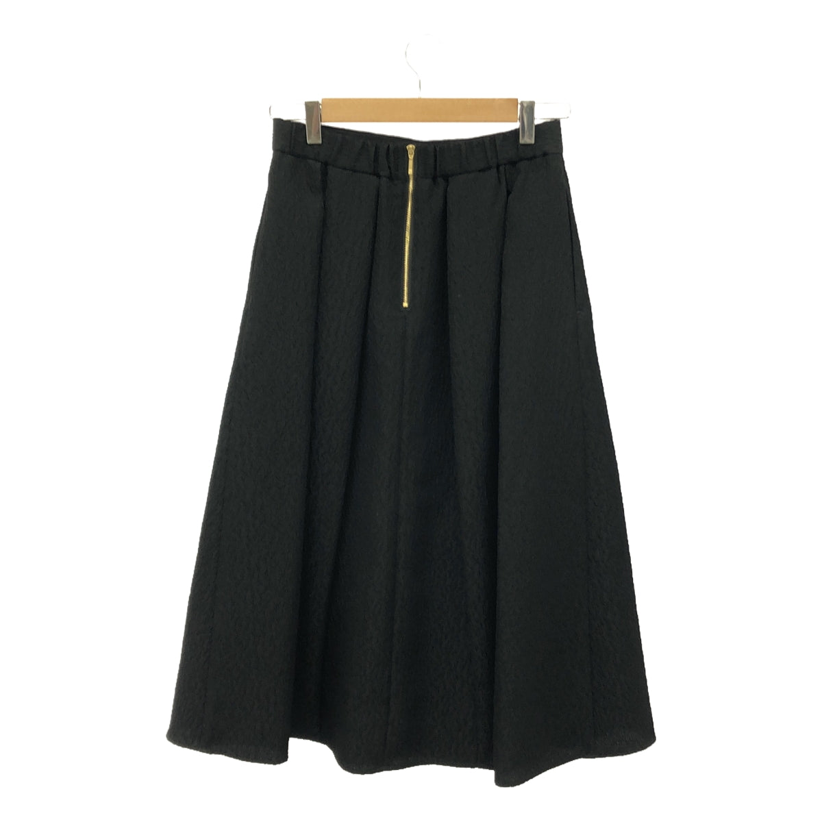 【美品】  NIJYUSANKU / 23区 | ジャガード リンクルマトラッセ フレアスカート / 総裏地 | 38 | ブラック | レディース