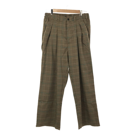 [New] OPENING ACT | Deep 2-Tuck Baggy Wide Check Slacks Pants | M | Beige | Men's