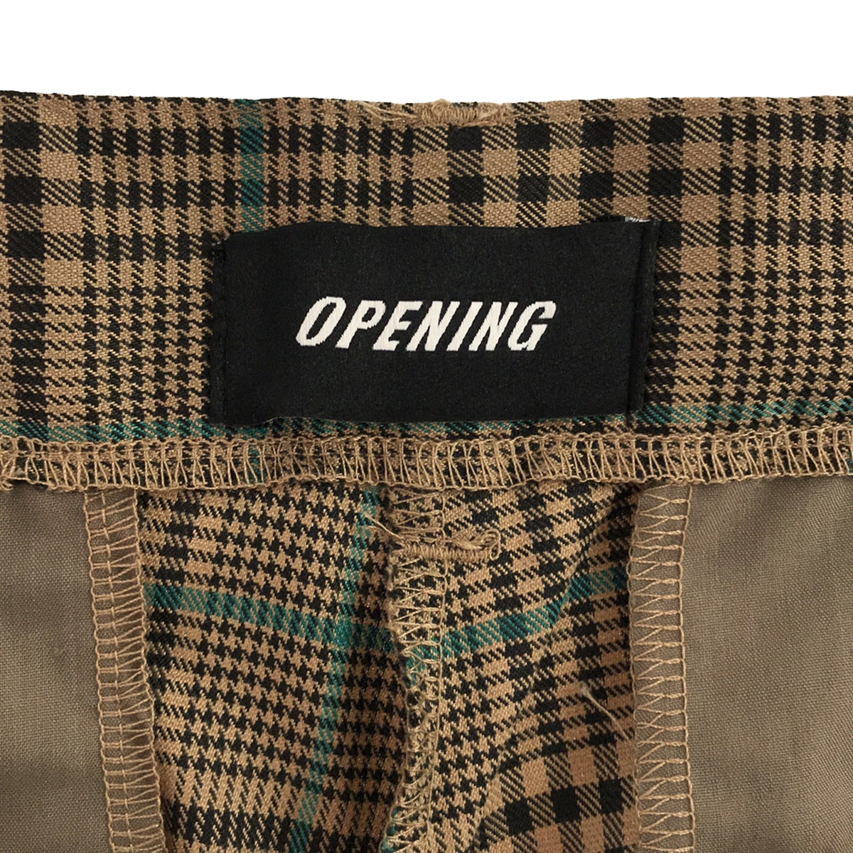 [New] OPENING ACT | Deep 2-Tuck Baggy Wide Check Slacks Pants | M | Beige | Men's