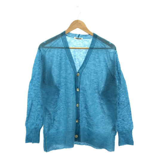 【新品】  AURALEE / オーラリー | 2024SS | KID MOHAIR SHEER KNIT CARDIGAN カーディガン | 3 | ライトブルー | メンズ