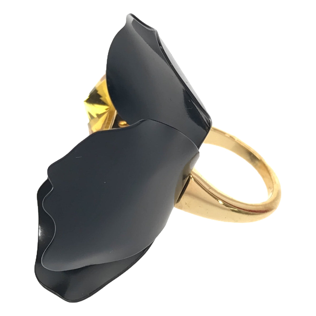 美品】 MARNI / マルニ | ビジュー装飾 フラワーモチーフ リング / アクセサリー | gold /black | レディース – KLD