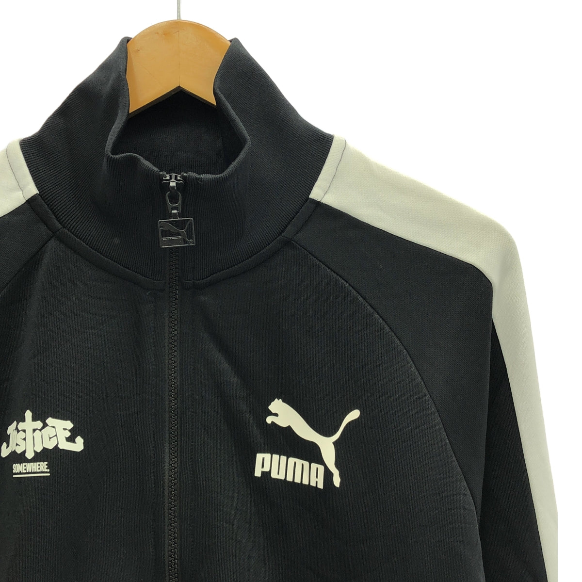 【美品】  PUMA / プーマ | ×JUSTICE T7 TRACK JACKET ジャスティス トラックジャケット | M | ブラック / ホワイト | メンズ