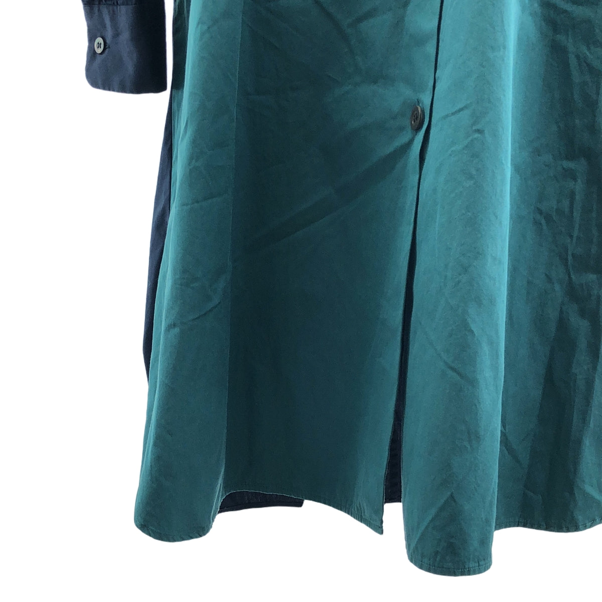 DRIES VAN NOTEN / 드리스 반 노텐 | 돌만 슬리브 오버 사이즈 셔츠 원피스 | XS | 그린/핑크/네이비 | 여성