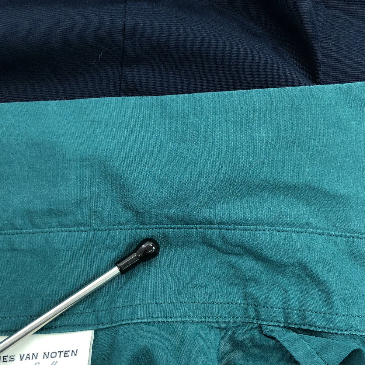 DRIES VAN NOTEN / 드리스 반 노텐 | 돌만 슬리브 오버 사이즈 셔츠 원피스 | XS | 그린/핑크/네이비 | 여성