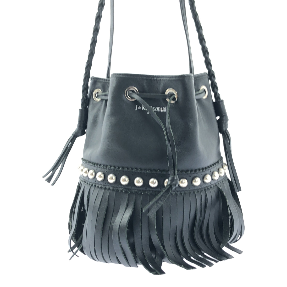 J&amp;M DAVIDSON / 제이앤엠 데이비슨 | FRINGE CARNIVAL 프린지 카니발 2WAY 스터드 가죽 숄더백 | 블랙 / 실버 | 여성