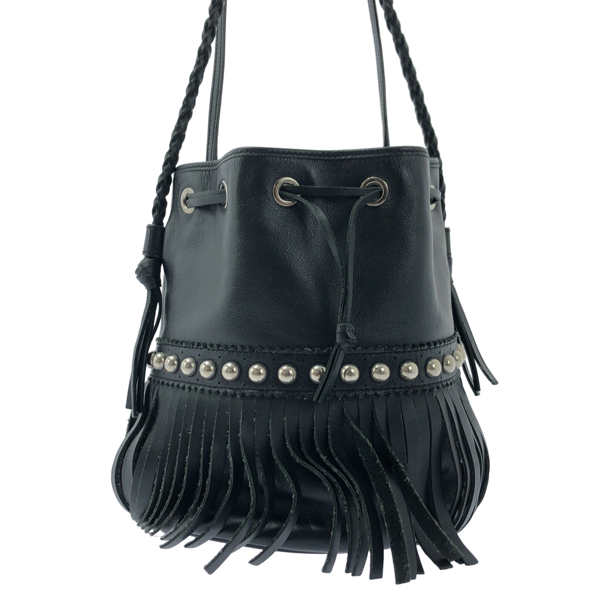 J&amp;M DAVIDSON / 제이앤엠 데이비슨 | FRINGE CARNIVAL 프린지 카니발 2WAY 스터드 가죽 숄더백 | 블랙 / 실버 | 여성