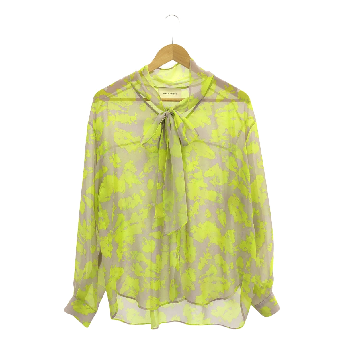 [狀況良好] AEWEN MATOPH |雪紡印花領結襯衫 |免費 |黃色 |女性的