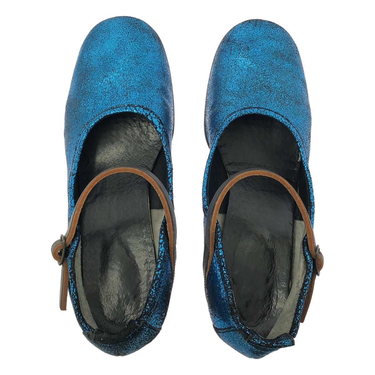 ebagos | 金屬色皮革單帶高跟鞋 | 4碼 | 藍色 | 女士