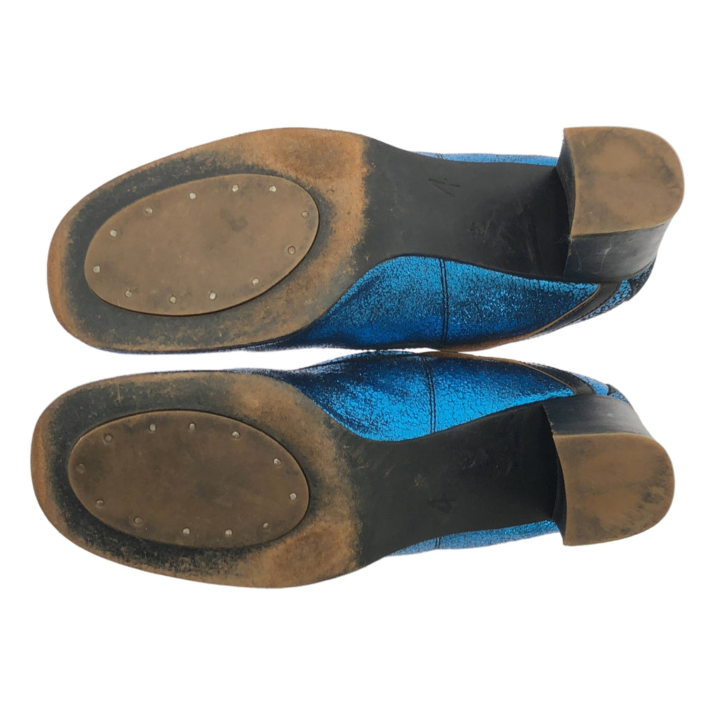 ebagos | 金屬色皮革單帶高跟鞋 | 4碼 | 藍色 | 女士