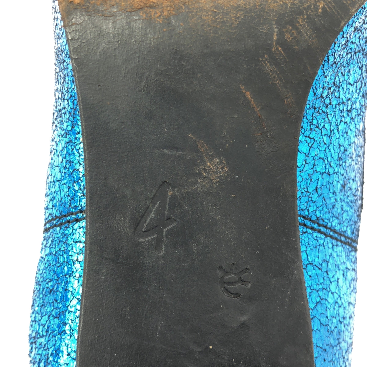 ebagos | 金屬色皮革單帶高跟鞋 | 4碼 | 藍色 | 女士