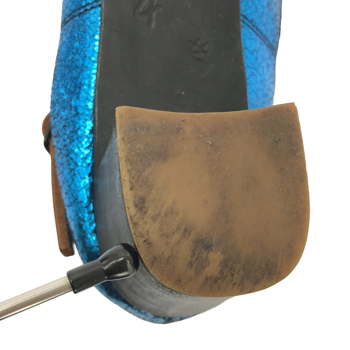 ebagos | 金屬色皮革單帶高跟鞋 | 4碼 | 藍色 | 女士