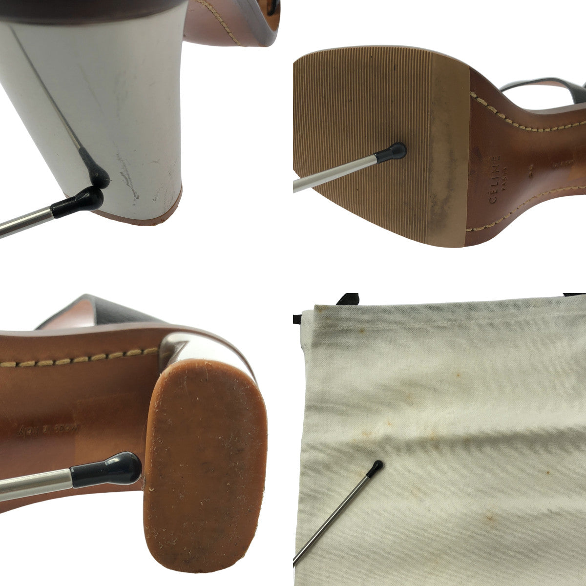 CELINE / 셀린느 | 피비기 BANBAN 뱅뱅 메탈 힐 샌들 | 36 | 블랙/브라운 | 여성