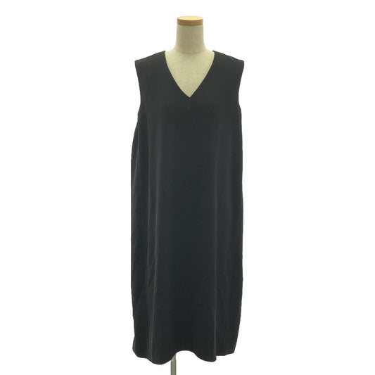 YOKO CHAN | Back Gathered V-neck Sleeveless Dress | 38 | Black | Women's