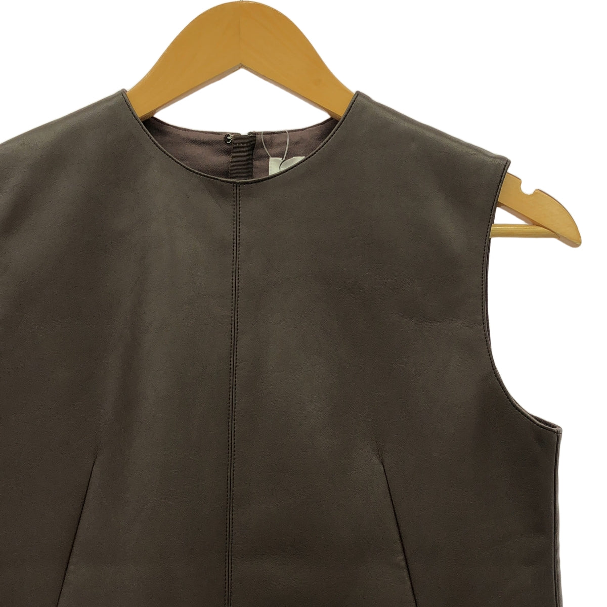 【新品】  th products / ティーエイチプロダクツ | フェイクレザー ノースリーブ ワンピース | 0 | ブラウン | レディース