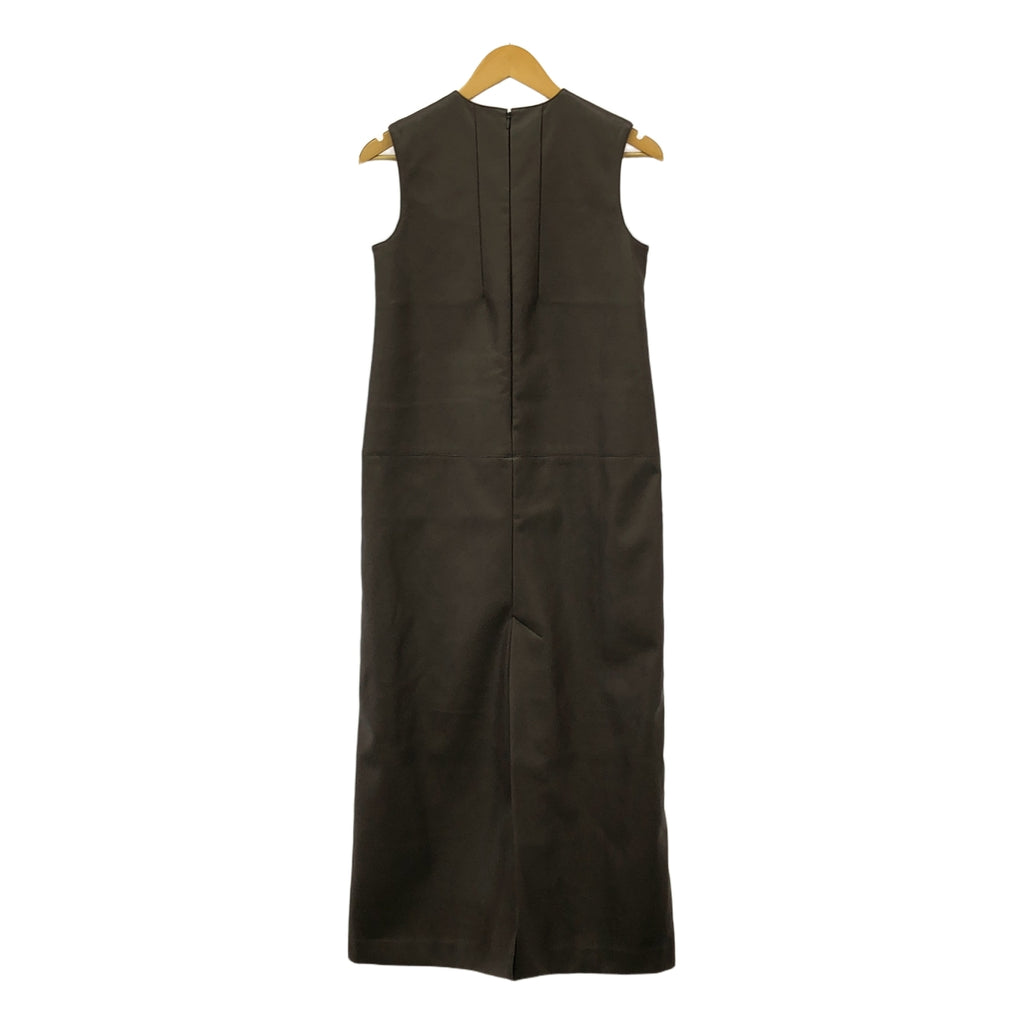 【新品】  th products / ティーエイチプロダクツ | フェイクレザー ノースリーブ ワンピース | 0 | ブラウン | レディース