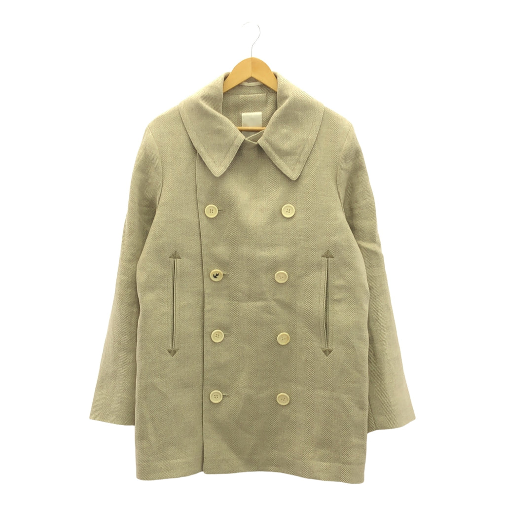 【美品】  HUM VENT / ヒューベント | ヘリンボーン リネン Pコート | 2 | ベージュ | メンズ