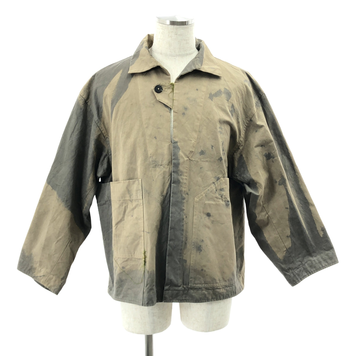 [狀況極佳] amachi. / Amachi | 超大連身夾克 | 3 碼 | 灰色/棕色 | 男款