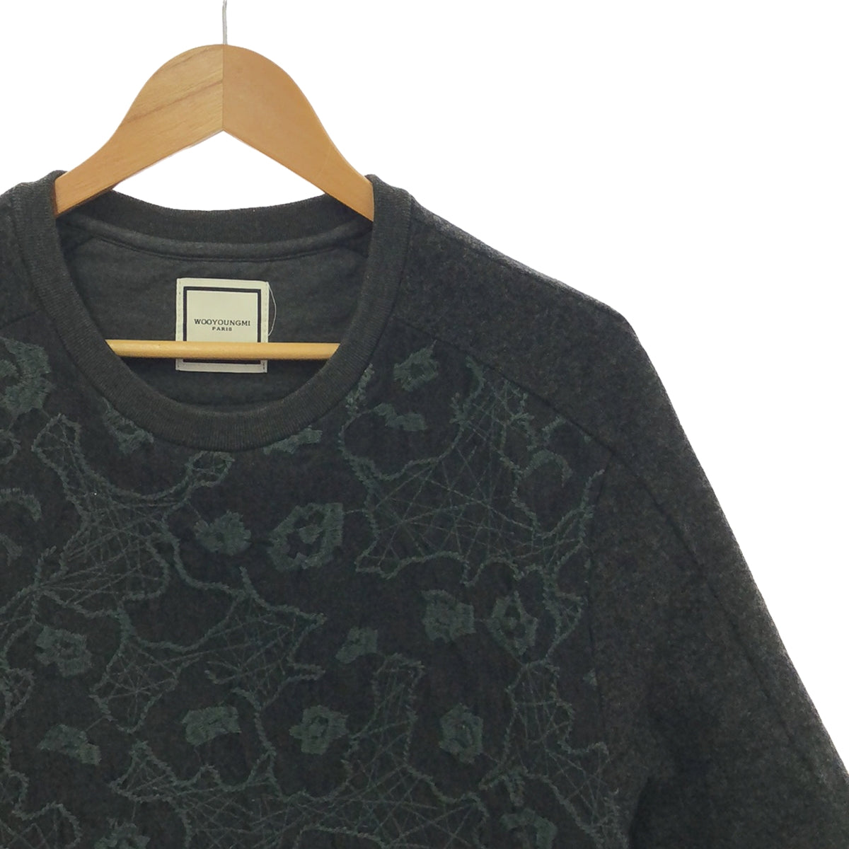 wooyoungmi | Wool embroidered crew neck top | 50 | Gray\Green | Men's