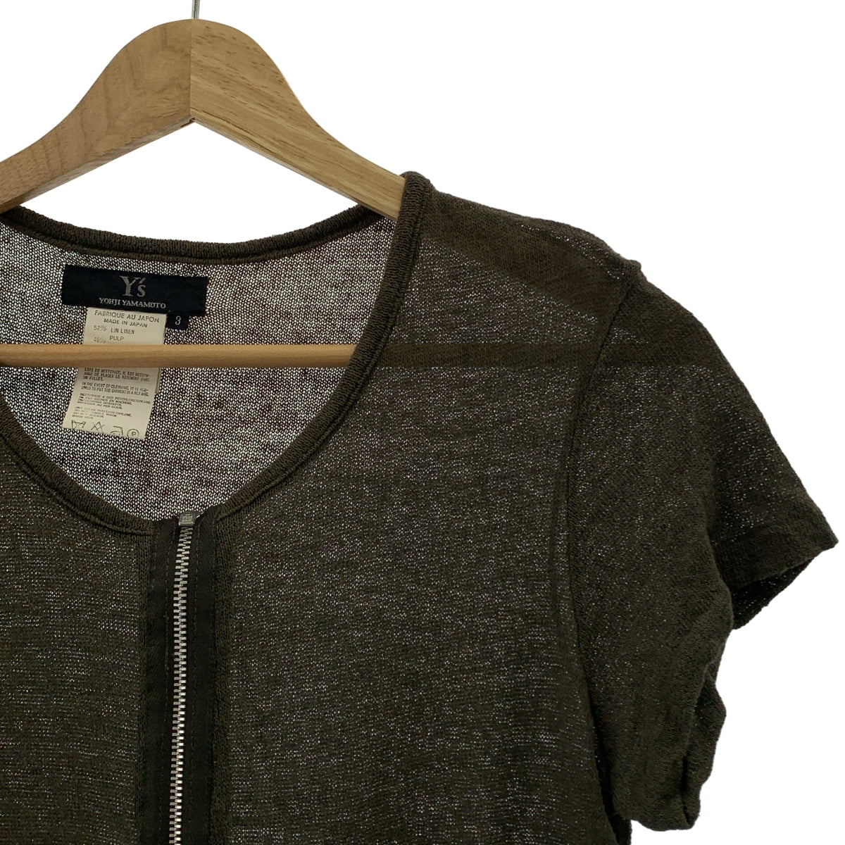 Y's / Y's Yohji Yamamoto | 2011秋冬系列 | 亞麻拉鍊網眼針織衫 | 3碼 | 女款