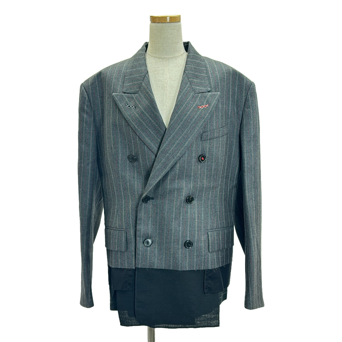 [狀況良好] Maison Margiela | 2024SS |羊毛條紋西裝外套 / 雙層夾克 / 全襯裡 | 42 |灰色 |女性的