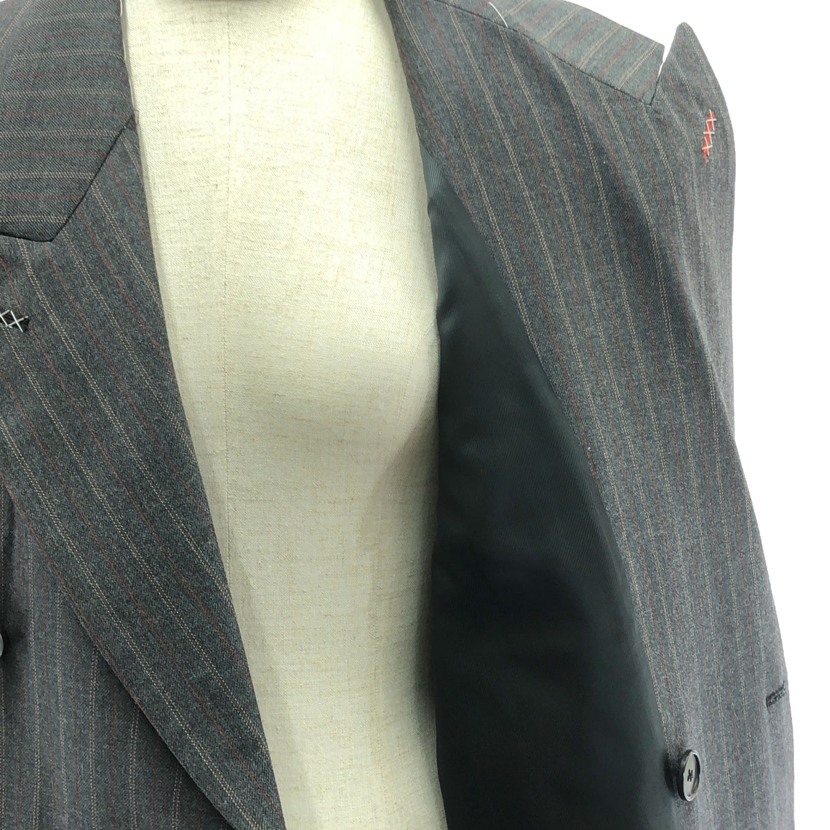 [狀況良好] Maison Margiela | 2024SS |羊毛條紋西裝外套 / 雙層夾克 / 全襯裡 | 42 |灰色 |女性的