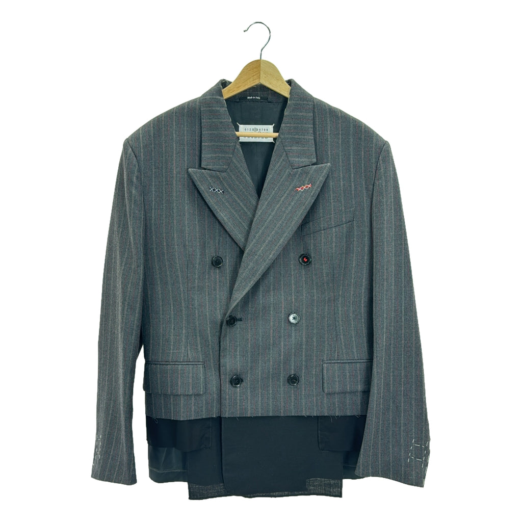 [狀況良好] Maison Margiela | 2024SS |羊毛條紋西裝外套 / 雙層夾克 / 全襯裡 | 42 |灰色 |女性的